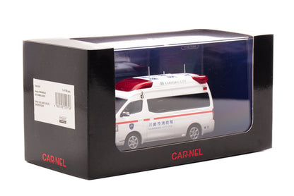 [ Back-order ] CAR-NEL CN431801 1:43 Nissan Paramedic 2018 Kanagawa Prefecture Kawasaki City Fire Department High Standard Ambulance