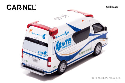 [ Back-order ] CAR-NEL CN432301 1:43 Toyota Himedic 2023 Ambulance Blue EIGHT model car