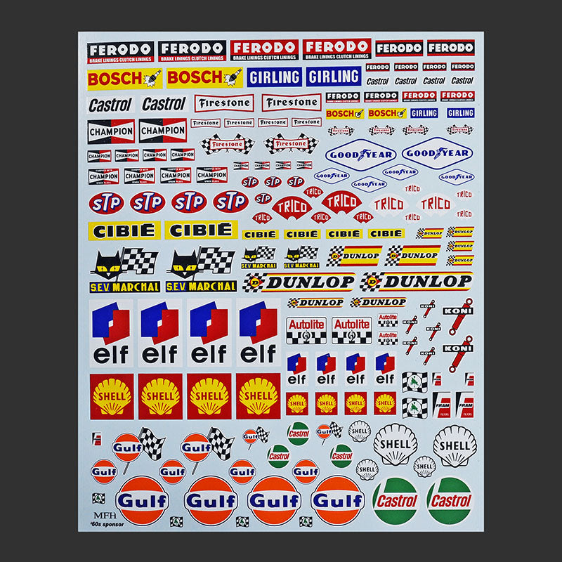 P1124 Model Factory HIRO 1960s Sponsor Decal for 1:12/1:20/1:24 MFH