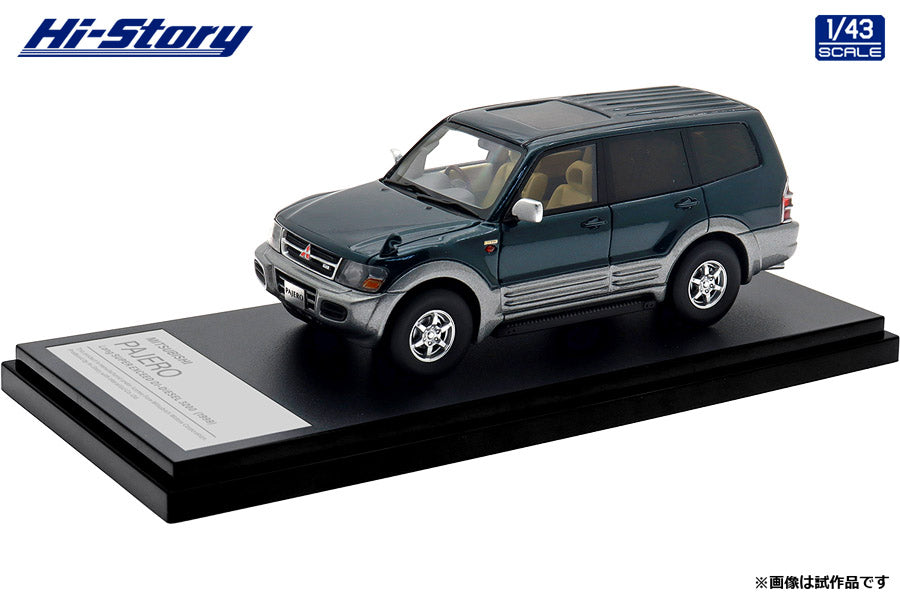 [ Back-order ] Hi-Story HS473GR 1:43 MITSUBISHI PAJERO Long SUPER EXCEED DI-DIESEL 3200 1999 Foresta Green Queen's Silver resin model car