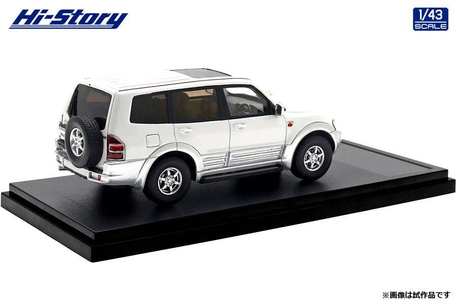 [ Back-order ] Hi-Story HS473WH 1:43 MITSUBISHI PAJERO Long SUPER EXCEED DI-DIESEL 3200 1999Sofia White Satellite Silver resin model car
