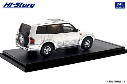 [ Back-order ] Hi-Story HS473WH 1:43 MITSUBISHI PAJERO Long SUPER EXCEED DI-DIESEL 3200 1999Sofia White Satellite Silver resin model car