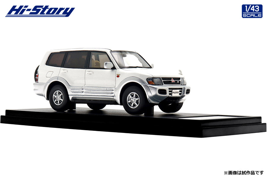 [ Back-order ] Hi-Story HS473WH 1:43 MITSUBISHI PAJERO Long SUPER EXCEED DI-DIESEL 3200 1999Sofia White Satellite Silver resin model car