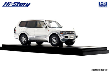[ Back-order ] Hi-Story HS473WH 1:43 MITSUBISHI PAJERO Long SUPER EXCEED DI-DIESEL 3200 1999Sofia White Satellite Silver resin model car