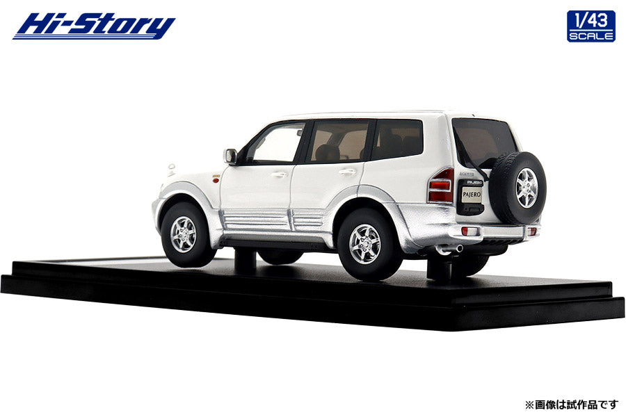 [ Back-order ] Hi-Story HS473WH 1:43 MITSUBISHI PAJERO Long SUPER EXCEED DI-DIESEL 3200 1999Sofia White Satellite Silver resin model car