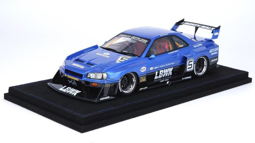 [ Back-order ]  INNO Models IN18R-ER34-BLU 1:18 Skyline "LBWK" (ER34) Super Silhouette Blue Metallic