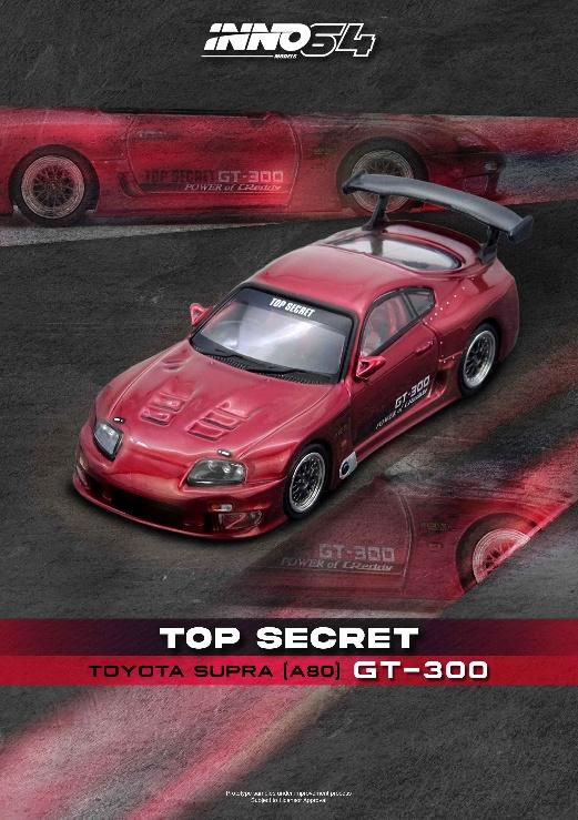 [ Back-order ] INNO Models IN64-A80TS-RED 1:64 Toyota Supra A80 "TOP SECRET" Red model car