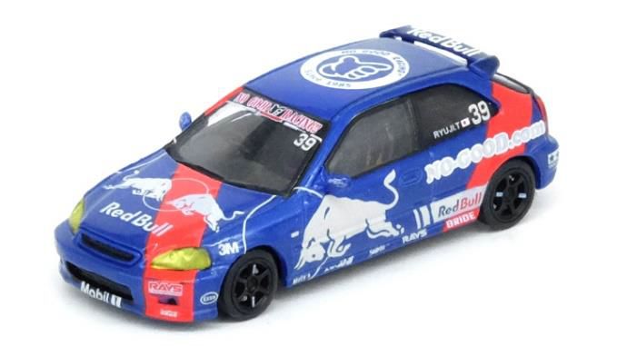 [ Back-order ] INNO Models IN64-EK9-JDM16 1:64 Honda Civic Type-R (EK9) "No Good Racing" "Red Bull"