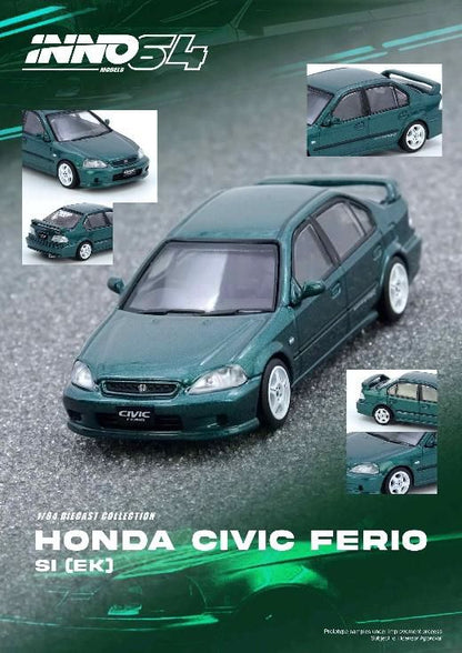 [ Back-order ] INNO Models IN64-EKS-GREEN 1:64 Honda Civic Ferio Si EK Green model car