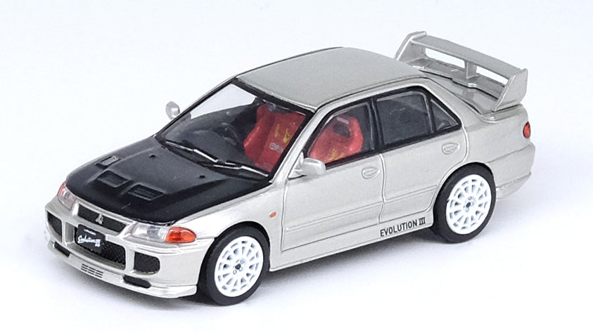 [ Back-order ]  INNO Models IN64-EVO3-SIL 1:64 Mitsubishi Lancer Evolution III Silver w/Carbon Hood