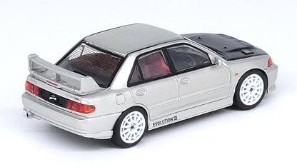 [ Back-order ]  INNO Models IN64-EVO3-SIL 1:64 Mitsubishi Lancer Evolution III Silver w/Carbon Hood