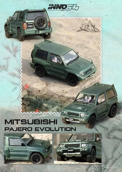 [ Back-order ] INNO Models IN64-EVOP-SGRE 1:64 Mitsubishi Pajero Evolution Satin Green model car