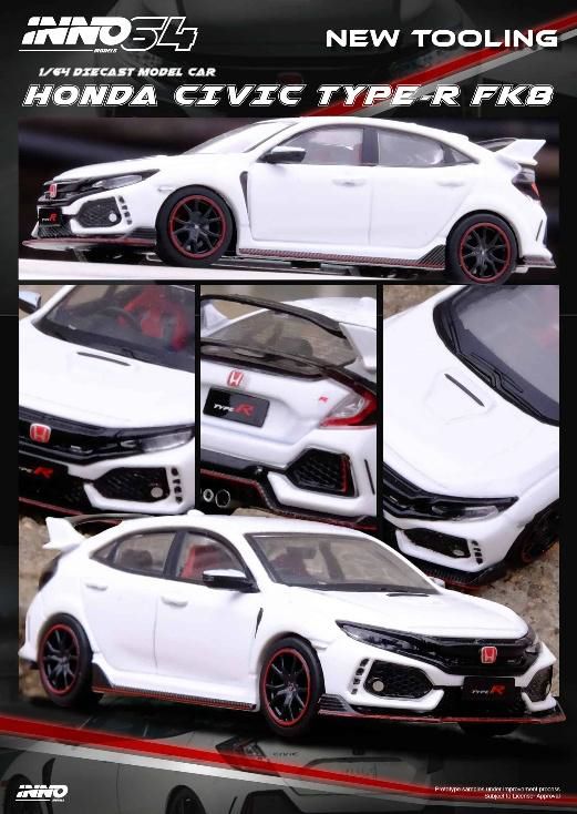 [ Back-order ] INNO Models IN64-FK8-WHI 1:64 Honda Civic Type-R FK8 White model car