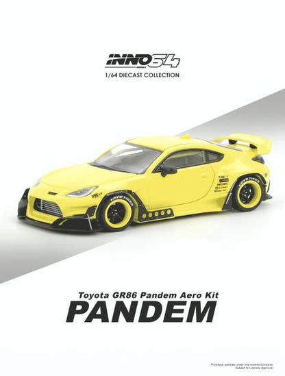 [ Back-order ] INNO Models IN64-GR86P-YELLOW 1:64 Toyota GR86 "PANDEM" Yellow model car