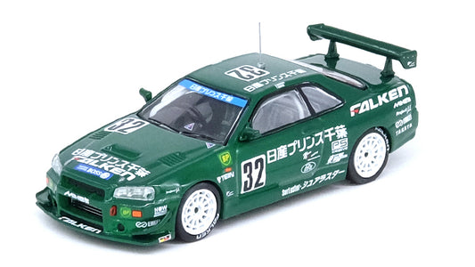 [ Back-order ]  INNO Models IN64-R34-PCFAL 1:64 Skyline GT-R R34 #32 "Prince Chiba FALKEN" S Taikyu 1999 Winner model car