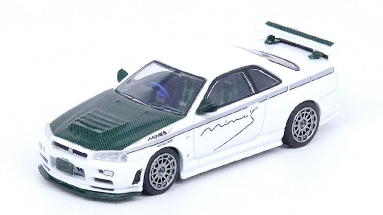 [ Back-order ]  INNO Models IN64-R34RT-MINESGC 1:64 Skyline GT-R R34 NISMO R-Tune "MINES" Green carbon fiber hood model car