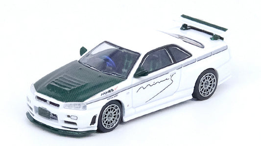 [ Back-order ]  INNO Models IN64-R34RT-MINESGC 1:64 Skyline GT-R R34 NISMO R-Tune "MINES" Green carbon fiber hood model car