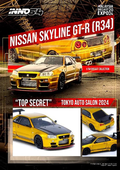 [ Back-order ] INNO Models IN64-R34TS-MDX24 1:64 Nissan Skyline GT-R (R34) "TOP SECRET" Tokyo Auto Salon 2024 Malaysia Diecast Expo 2024 Event Limited Model