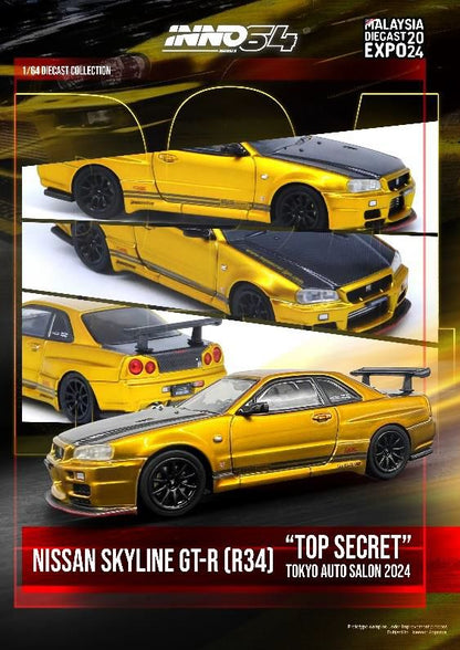 [ Back-order ] INNO Models IN64-R34TS-MDX24 1:64 Nissan Skyline GT-R (R34) "TOP SECRET" Tokyo Auto Salon 2024 Malaysia Diecast Expo 2024 Event Limited Model