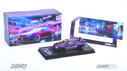 IN64-R34ZT-ENDGAME INNO MODELS 1:64 Nissan Skyline GT-R (R34) Z-Tune "ENDGAME" Australia Limited Model Chase Car