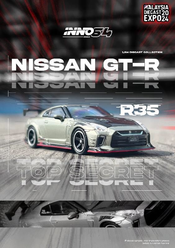 [ Back-order ] INNO Models IN64-R35TS-MDX24 1:64 Nissan Skyline GT-R (R35) "TOP SECRET" Malaysia Diecast Expo 2024 Event Limited Model