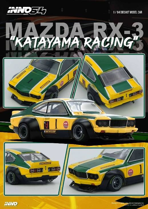 [ Back-order ] INNO Models IN64-RX3-KTYM 1:64 Mazda SAVANNA RX3 "KATAYAMA RACING" model car