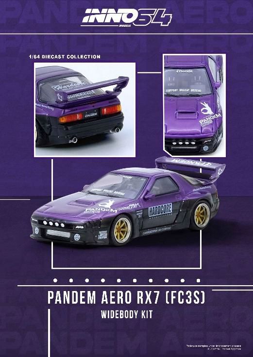 [ Back-order ] INNO Models IN64-RX7FCP-PB 1:64 Mazda RX7 FC3S "PANDEM ROCKET BUNNY" Purple model car