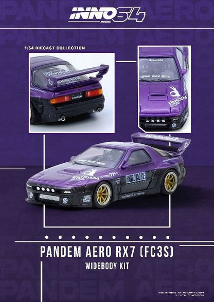 [ Back-order ] INNO Models IN64-RX7FCP-PB 1:64 Mazda RX7 FC3S "PANDEM ROCKET BUNNY" Purple model car