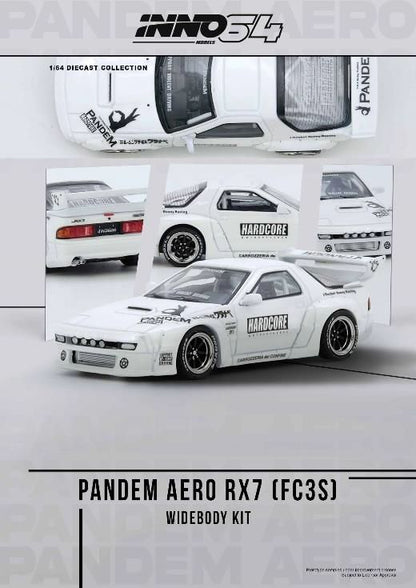[ Back-order ] INNO Models IN64-RX7FCP-WHI1 1:64 Mazda RX7 FC3S "PANDEM AERO" Widebody Kit model car