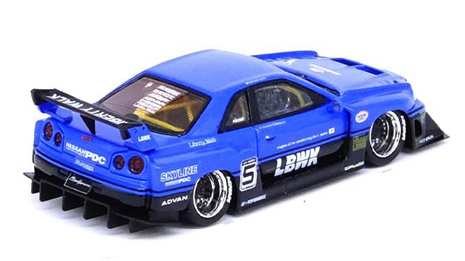 [ Back-order ]  INNO Models IN64R-ER34-BLU 1:64 Skyline "LBWK" (ER34) Super Silhouette Blue Metallic model car