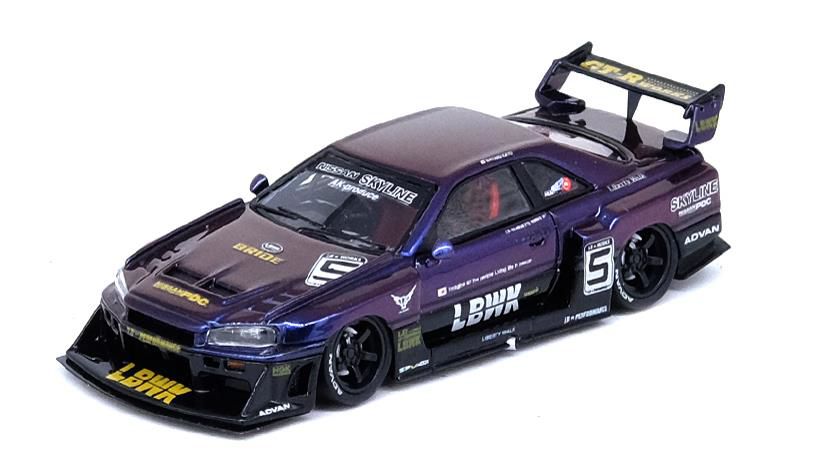 [ Back-order ]  INNO Models IN64R-ER34-MPII 1:64 Skyline "LBWK" (ER34) Super Silhouette Midnight Purple II model car