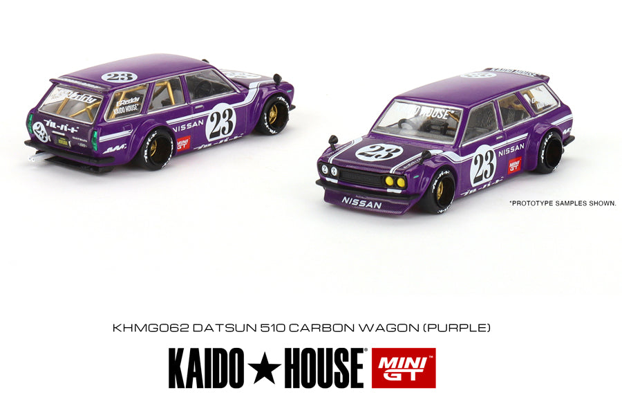 [ Back-order ] TSM MINI-GT KHMG062 1:64 Datsun KAIDO 510 Wagon Carbon Fiber V1 RHD model car