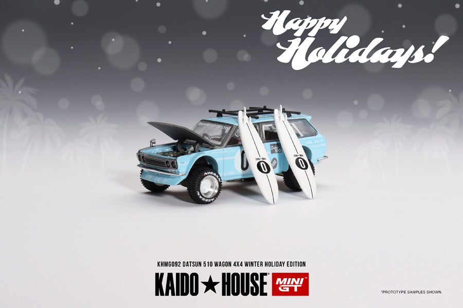 [ Back-order ] TSM MINI-GT KHMG092 1:64 Datsun KAIDO 510 Wagon 4x4 Winter Holiday Edition RHD model car