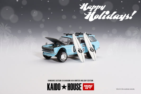 [ Back-order ] TSM MINI-GT KHMG092 1:64 Datsun KAIDO 510 Wagon 4x4 Winter Holiday Edition RHD model car
