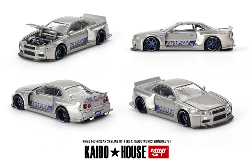 [ Back-order ] TSM MINI-GT KHMG143 1:64 Nissan Skyline GT-R R34 Kaido Works SHINJUKU V1 RHD  model car