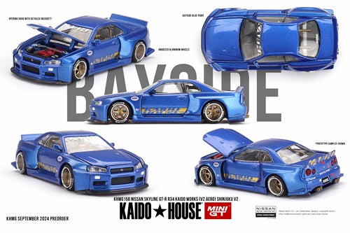 [ Back-order ] TSM MINI-GT KHMG158 1:64 Nissan Skyline GT-R R34 Kaido Works V2 Aero SHINJUKU V2 RHD model car