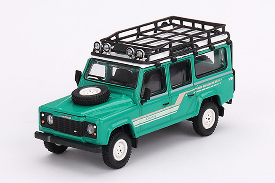 [ Back-order ] TSM MINI-GT MGT00590-L 1:64 Land Rover Defender 110 1985 County Station Wagon Tritend Green LHD model car
