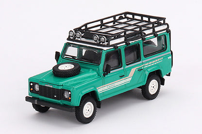 [ Back-order ] TSM MINI-GT MGT00590-L 1:64 Land Rover Defender 110 1985 County Station Wagon Tritend Green LHD model car