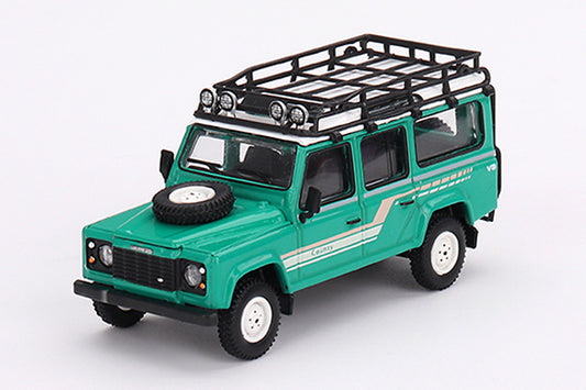 [ Back-order ] TSM MINI-GT MGT00590-R 1:64 Land Rover Defender 110 1985 County Station Wagon Tritend Green RHD model car