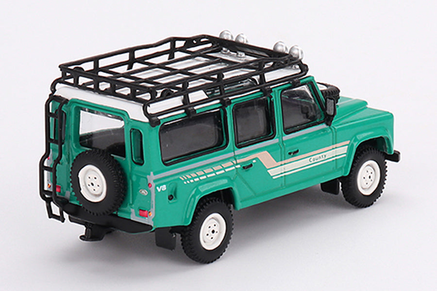[ Back-order ] TSM MINI-GT MGT00590-L 1:64 Land Rover Defender 110 1985 County Station Wagon Tritend Green LHD model car