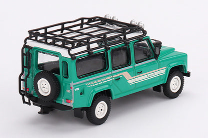 [ Back-order ] TSM MINI-GT MGT00590-L 1:64 Land Rover Defender 110 1985 County Station Wagon Tritend Green LHD model car