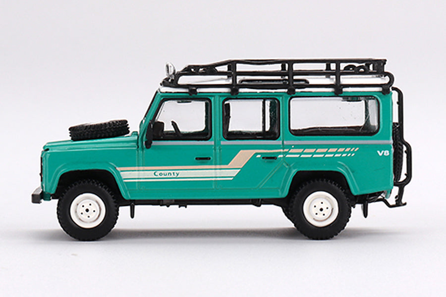 [ Back-order ] TSM MINI-GT MGT00590-R 1:64 Land Rover Defender 110 1985 County Station Wagon Tritend Green RHD model car