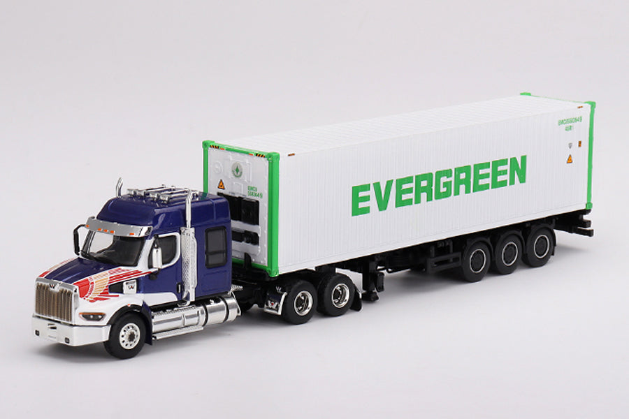 [ Back-order ] TSM MINI-GT MGT00597-L 1:64 Western Star 49x 40ft Reefer Container "Evergreen" LHD model car
