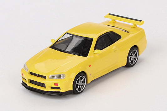 [ Back-order ] TSM MINI-GT MGT00762-R 1:64 Nissan Skyline GT-R R34 V-Spec Lighting Yellow RHD  model car
