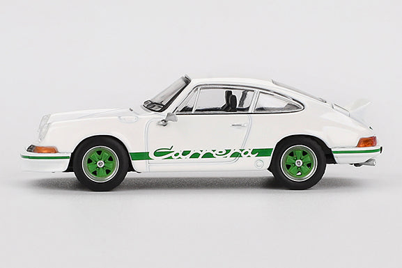 [ Back-order ] TSM MINI-GT MGT00801-L 1:64 Porsche 911 Carrera RS 2.7 Grand Prix White/Green Livery LHD  model car