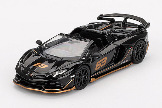 [ Back-order ] TSM MINI-GT MGT00803-L 1:64 Lamborghini Aventador SVJ 63 Roadster Nero Aldebaran Black  LHD model car