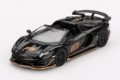 [ Back-order ] TSM MINI-GT MGT00803-L 1:64 Lamborghini Aventador SVJ 63 Roadster Nero Aldebaran Black  LHD model car