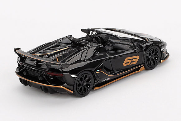 [ Back-order ] TSM MINI-GT MGT00803-L 1:64 Lamborghini Aventador SVJ 63 Roadster Nero Aldebaran Black  LHD model car