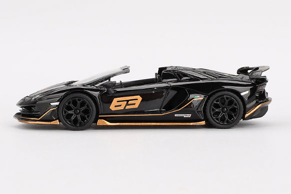 [ Back-order ] TSM MINI-GT MGT00803-L 1:64 Lamborghini Aventador SVJ 63 Roadster Nero Aldebaran Black  LHD model car