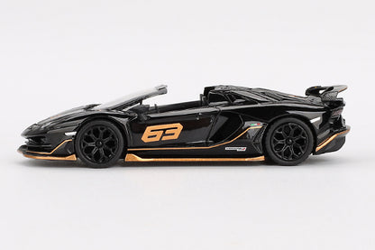 [ Back-order ] TSM MINI-GT MGT00803-L 1:64 Lamborghini Aventador SVJ 63 Roadster Nero Aldebaran Black  LHD model car